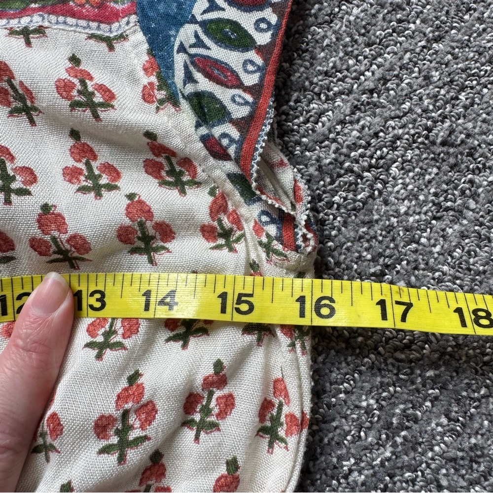 Faherty Bemini Smocked Waist Sz XS Flutter Mini Dress Boho Chic Kapu Beach Print - Picture 8 of 11